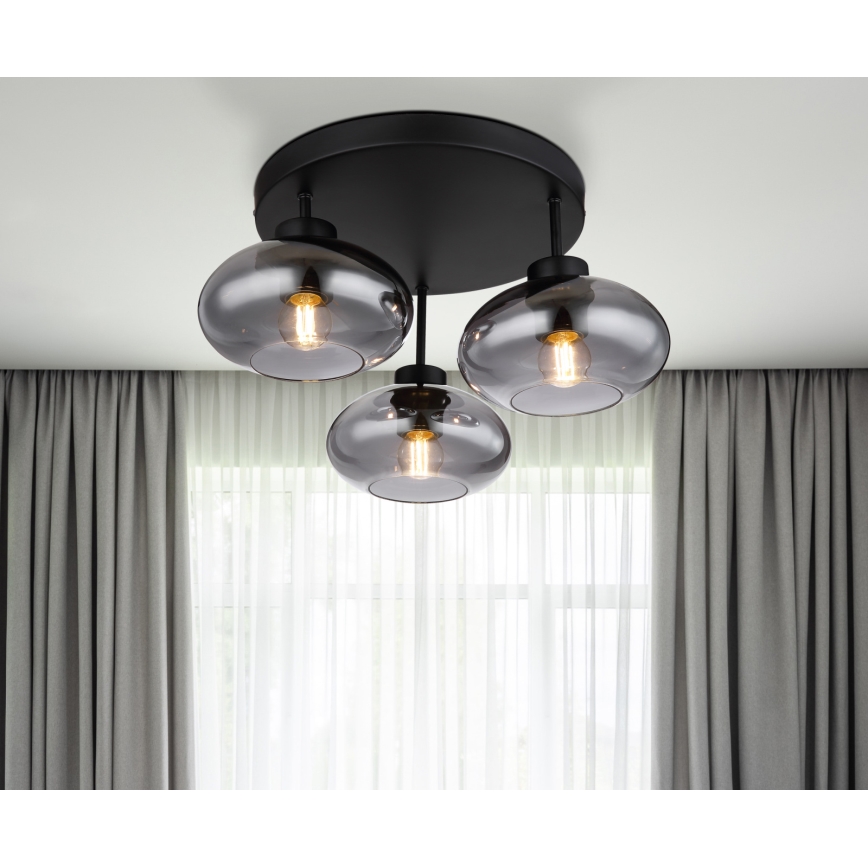 Globo - Plafonski luster 3xE27ILLU/40W/230V crna