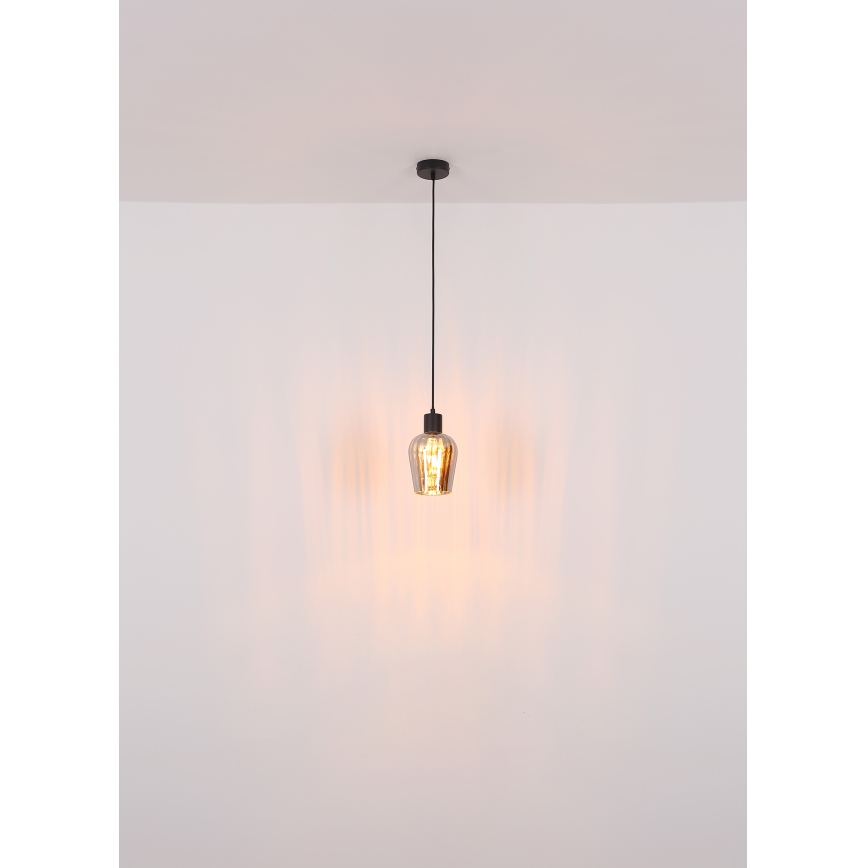 Globo - Luster na sajli 1xE27/40W/230V prečnik 13,5 cm crna
