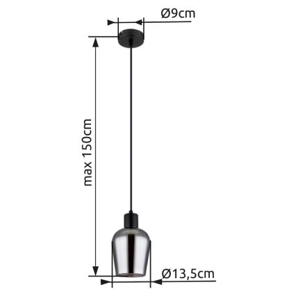 Globo - Luster na sajli 1xE27/40W/230V prečnik 13,5 cm crna