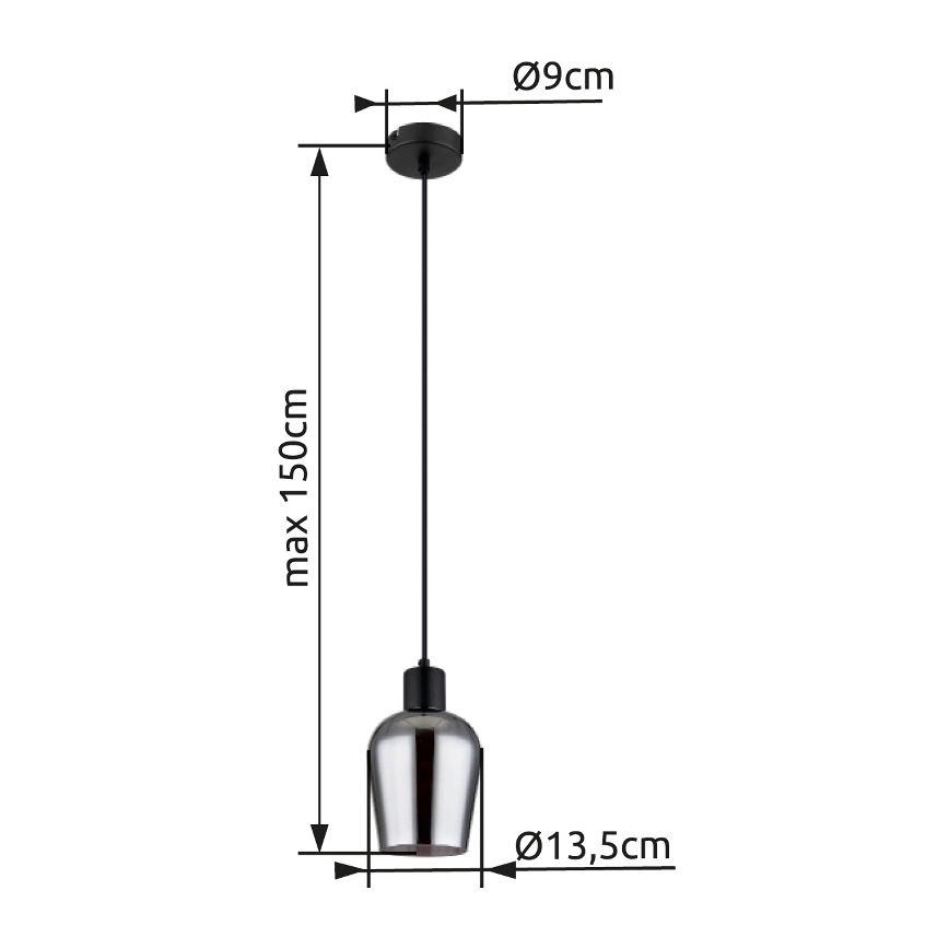 Globo - Luster na sajli 1xE27/40W/230V prečnik 13,5 cm crna