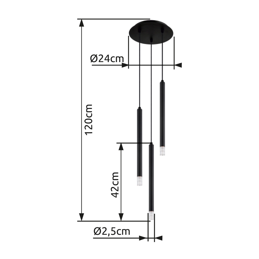 Globo - Luster na sajli 3xG9/4W/230V prečnik 24 cm crna