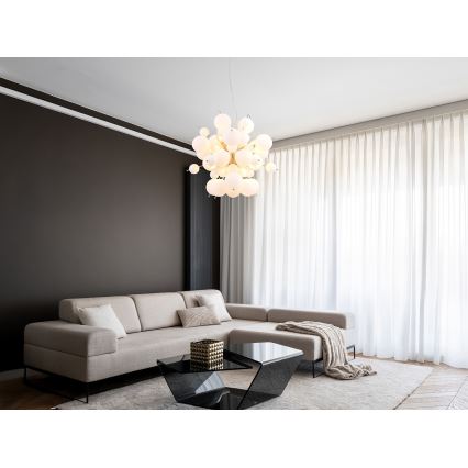 Globo - Luster na sajli 6xE14/25W/230V Ø 55 cm bela