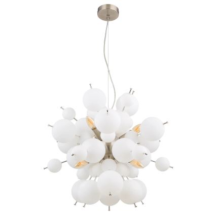 Globo - Luster na sajli 6xE14/25W/230V Ø 55 cm bela
