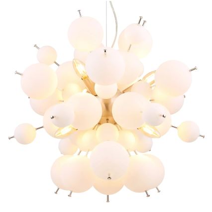 Globo - Luster na sajli 6xE14/25W/230V Ø 55 cm bela