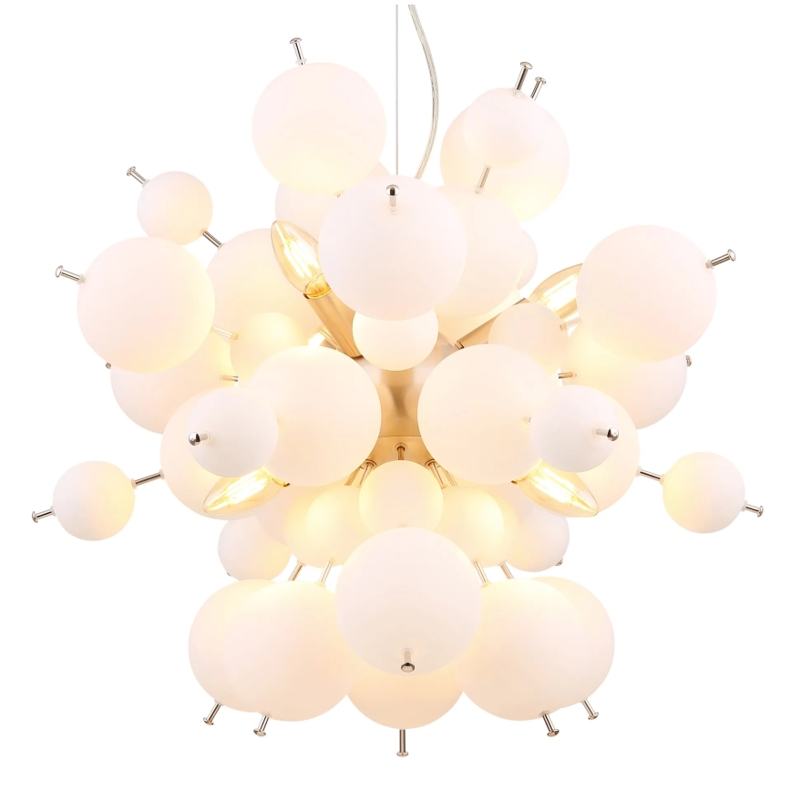 Globo - Luster na sajli 6xE14/25W/230V Ø 55 cm bela