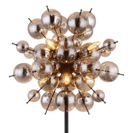 Globo - Stojeća lampa 6xE14/25W/230V crna/zadimljena