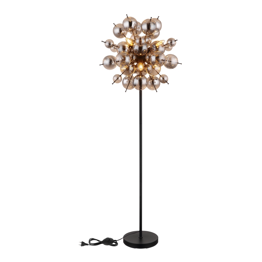 Globo - Stojeća lampa 6xE14/25W/230V crna/zadimljena