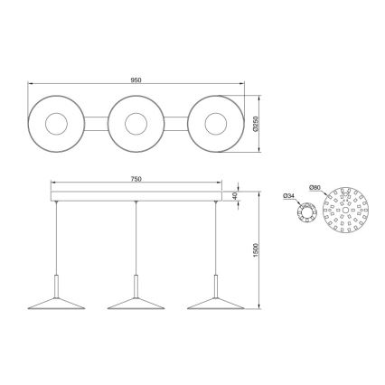 Globo - LED luster na sajli LED/24W/230V 4000K crna