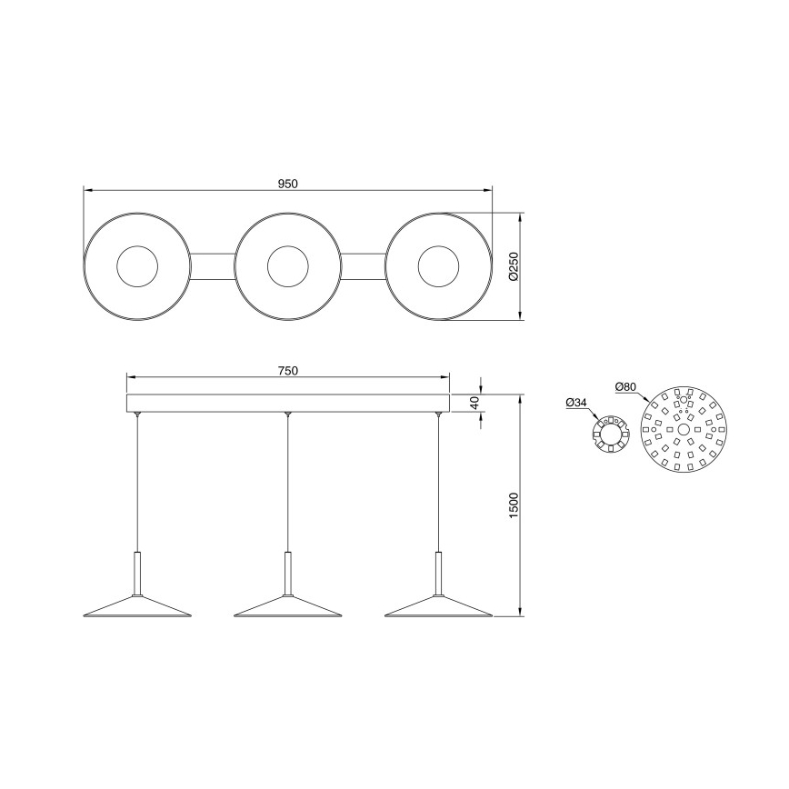 Globo - LED luster na sajli LED/24W/230V 4000K crna