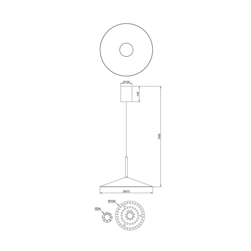 Globo - LED luster na sajli LED/18W/230V 4000K crna