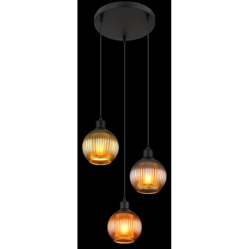 Globo - Luster na sajli 3xE27/25W/230V Ø 36 cm bakar/zelena/plava