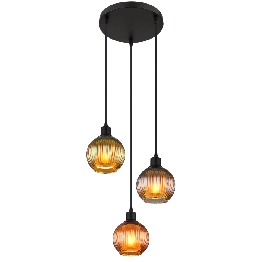 Globo - Luster na sajli 3xE27/25W/230V Ø 36 cm bakar/zelena/plava