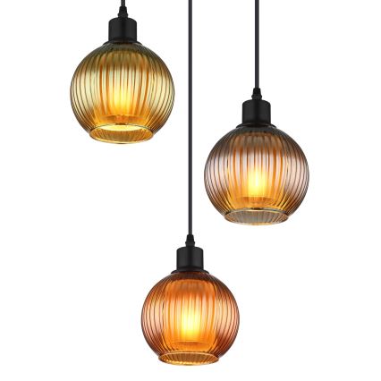 Globo - Luster na sajli 3xE27/25W/230V Ø 36 cm bakar/zelena/plava
