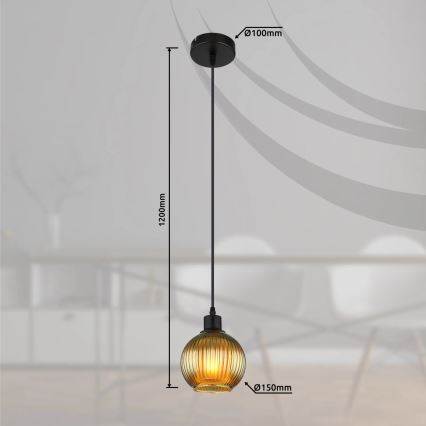 Globo - Luster na sajli 1xE27/25W/230V Ø 15 cm zelene boje