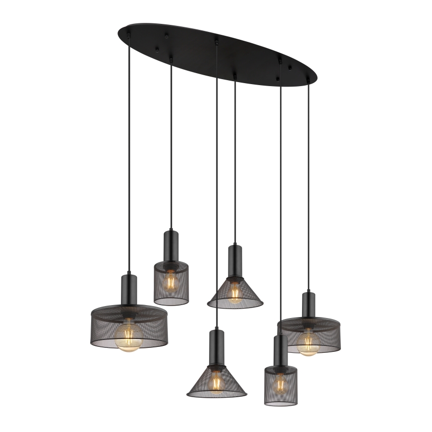Globo 15648-6H - Luster na sajli JEDD 6xE27/60W/230V crna