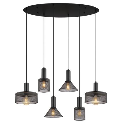 Globo 15648-6H - Luster na sajli JEDD 6xE27/60W/230V crna