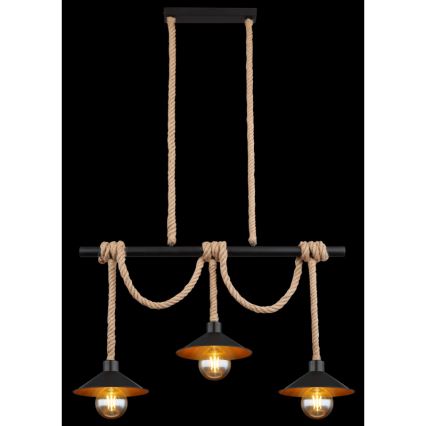 Globo 15690-3H - Luster na sajli DIANA 3xE27/60W/230V crna