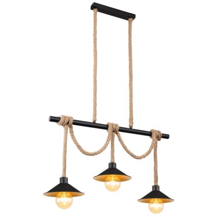 Globo 15690-3H - Luster na sajli DIANA 3xE27/60W/230V crna