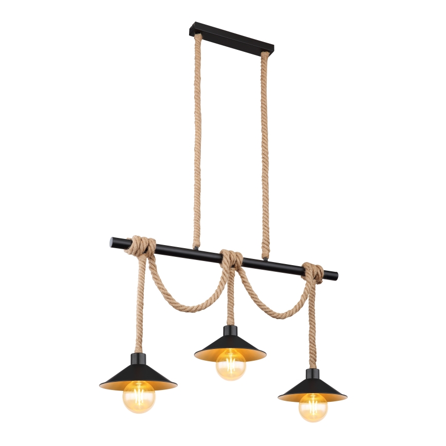 Globo 15690-3H - Luster na sajli DIANA 3xE27/60W/230V crna