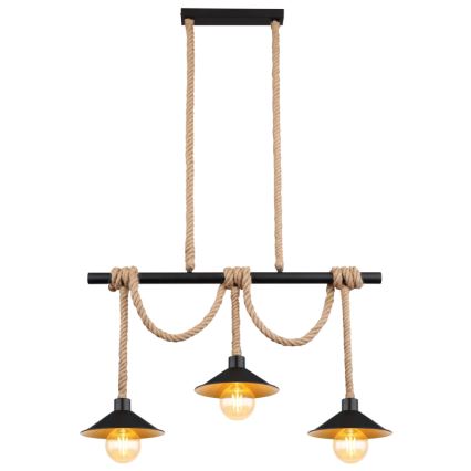 Globo 15690-3H - Luster na sajli DIANA 3xE27/60W/230V crna