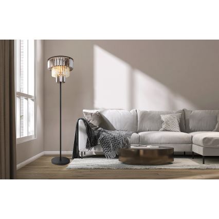Globo - Podna lampa 3x E27/40W/230V, prečnik 40 cm, crna