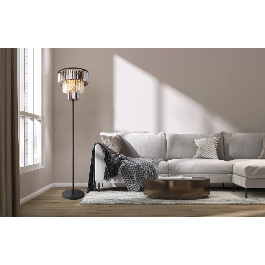 Globo - Podna lampa 3x E27/40W/230V, prečnik 40 cm, crna