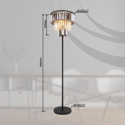Globo - Podna lampa 3x E27/40W/230V, prečnik 40 cm, crna