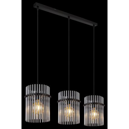 Globo - Luster na sajli 3xE27/60W/230V crne boje