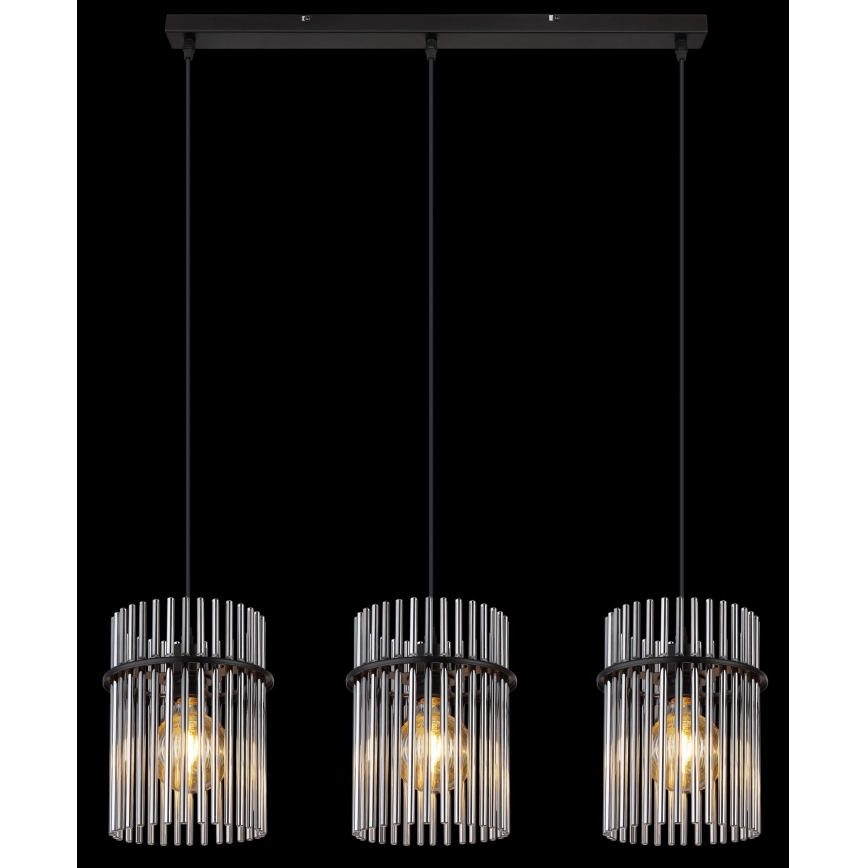 Globo - Luster na sajli 3xE27/60W/230V crne boje