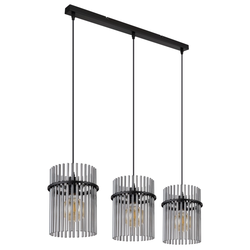 Globo - Luster na sajli 3xE27/60W/230V crne boje
