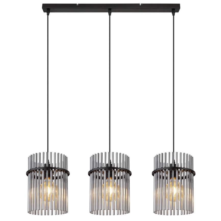 Globo - Luster na sajli 3xE27/60W/230V crne boje