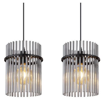 Globo - Luster na sajli 3xE27/60W/230V crne boje
