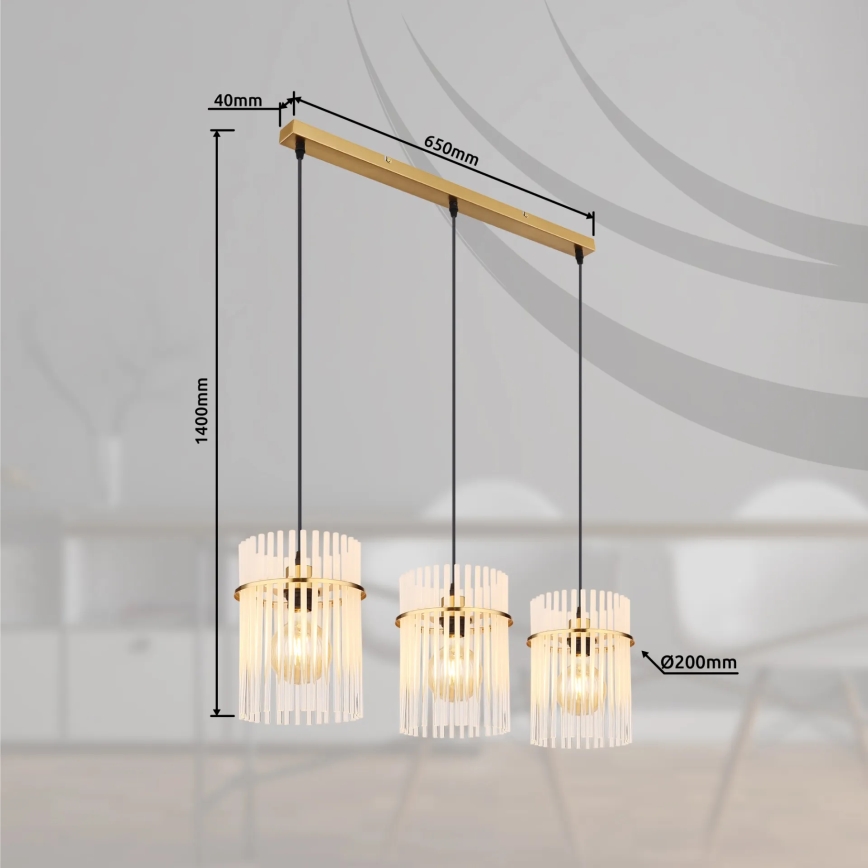 Globo - Luster na sajli 3xE27/60W/230V, zlatne boje