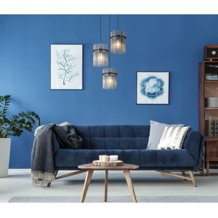 Globo - Luster na sajli 3xE27/60W/230V, prečnik 47 cm, crna