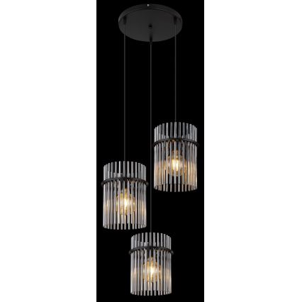 Globo - Luster na sajli 3xE27/60W/230V, prečnik 47 cm, crna