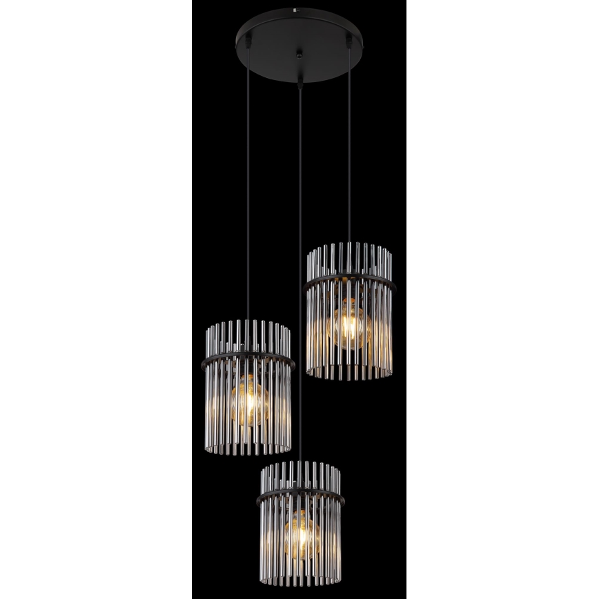 Globo - Luster na sajli 3xE27/60W/230V, prečnik 47 cm, crna