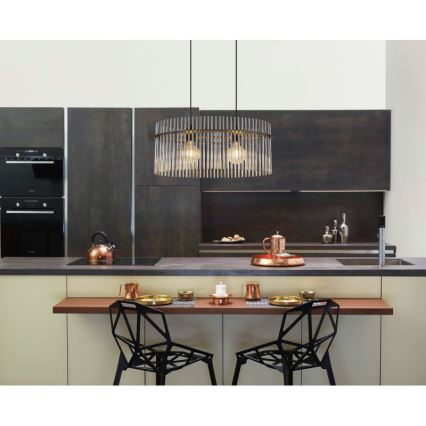 Globo - Luster na sajli 2xE27/60W/230V, crne boje