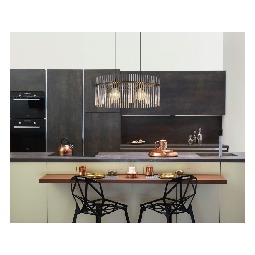 Globo - Luster na sajli 2xE27/60W/230V, crne boje