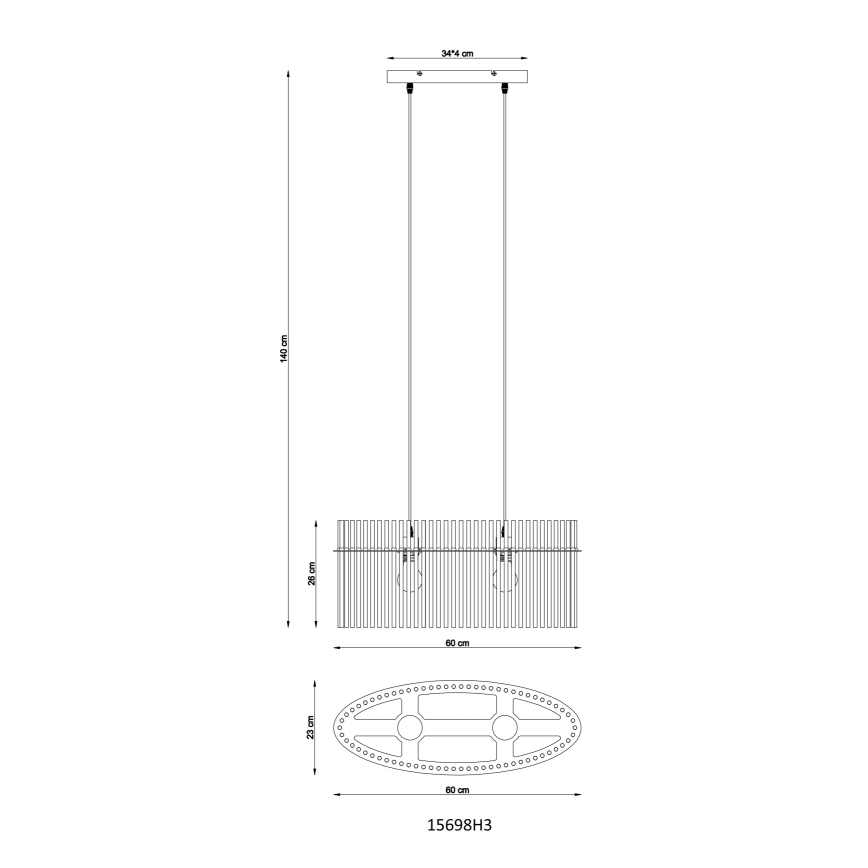 Globo - Luster na sajli 2xE27/60W/230V, crne boje