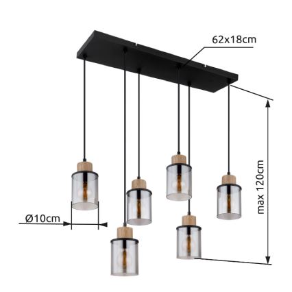 Globo - Viseći luster na sajli 6xE27/15W/230V