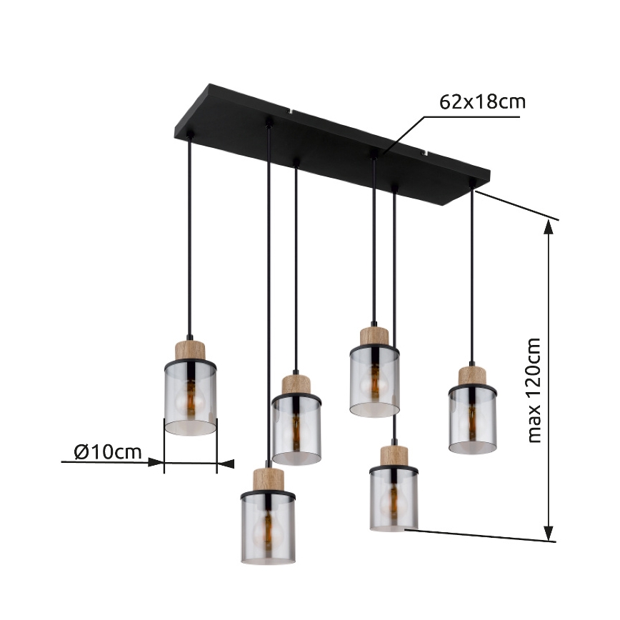 Globo - Viseći luster na sajli 6xE27/15W/230V