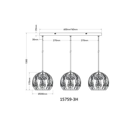 Globo - Luster na sajli 3xE27/40W/230V