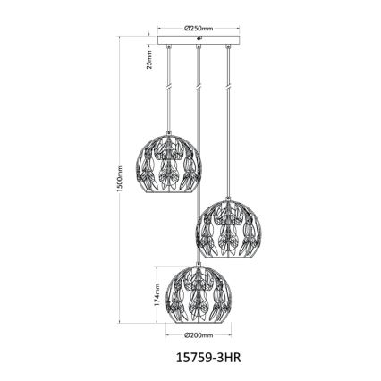 Globo - Luster na sajli 3xE27/40W/230V prečnik 41 cm