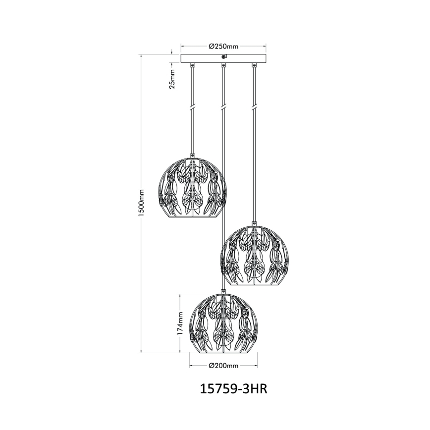 Globo - Luster na sajli 3xE27/40W/230V prečnik 41 cm