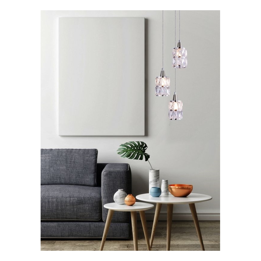 Globo - Kristalni luster na sajli 3xE14/40W/230V