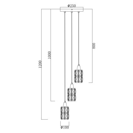 Globo - Kristalni luster na sajli 3xE14/40W/230V