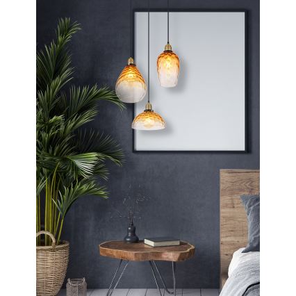 Globo - Luster na sajli 3xE27/60W/230V Ø 46 cm narandžast