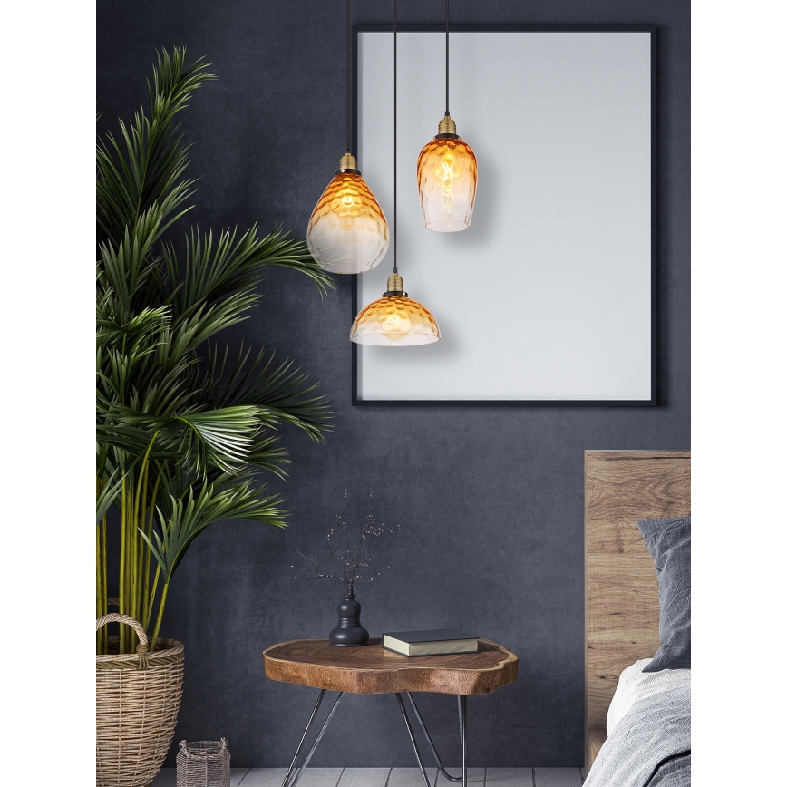 Globo - Luster na sajli 3xE27/60W/230V Ø 46 cm narandžast