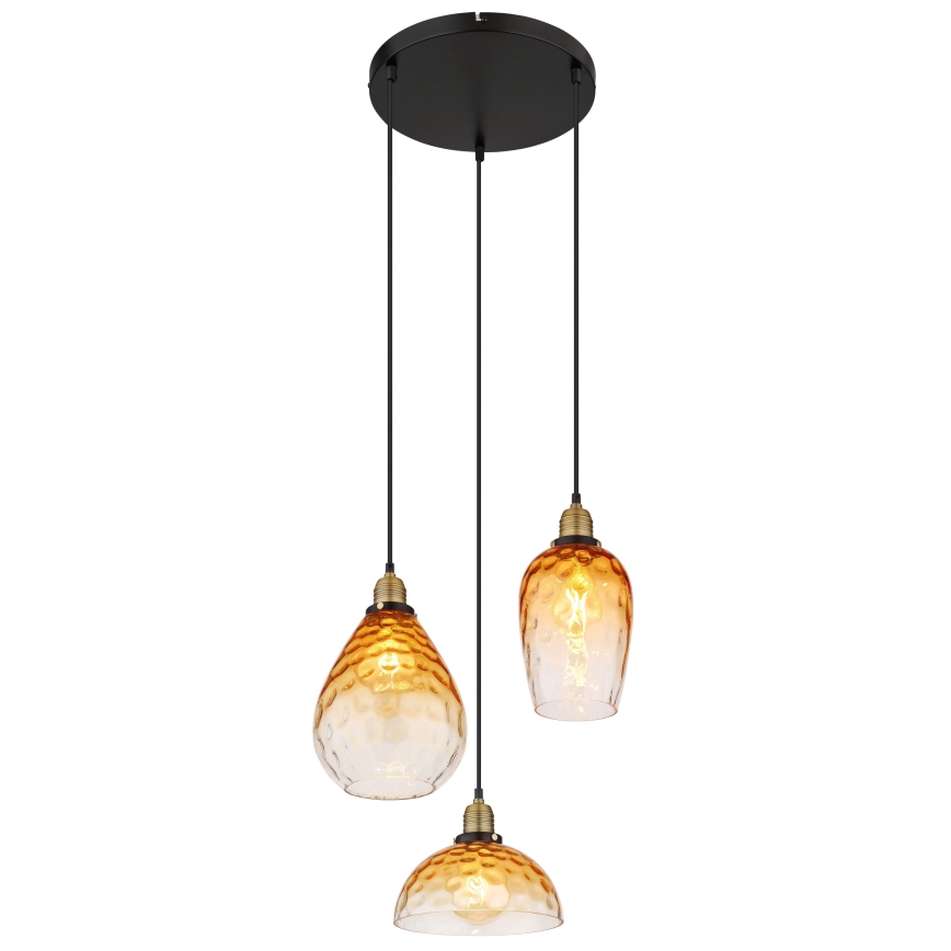 Globo - Luster na sajli 3xE27/60W/230V Ø 46 cm narandžast