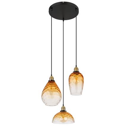 Globo - Luster na sajli 3xE27/60W/230V Ø 46 cm narandžast